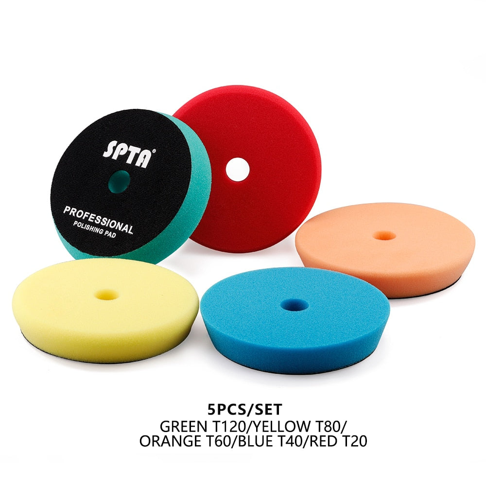 SPTA Car Buffing & Polishing Pads - 3", 5", & 6" Sizes with Hook & Loop - Scratch Removal and Waxing