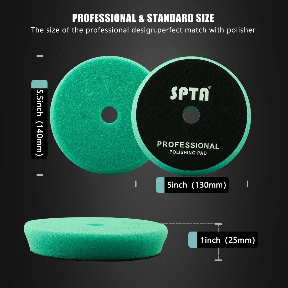 SPTA Car Buffing & Polishing Pads - 3", 5", & 6" Sizes with Hook & Loop - Scratch Removal and Waxing