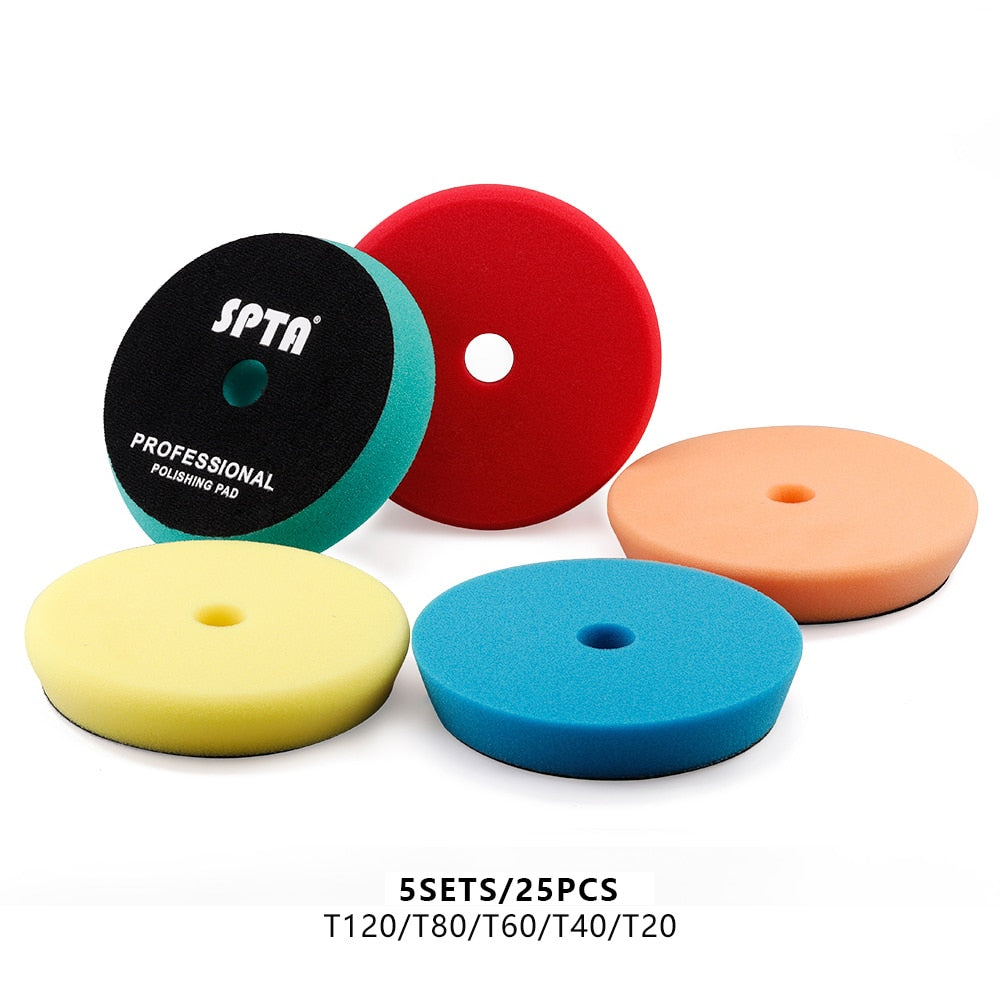 SPTA Car Buffing & Polishing Pads - 3", 5", & 6" Sizes with Hook & Loop - Scratch Removal and Waxing