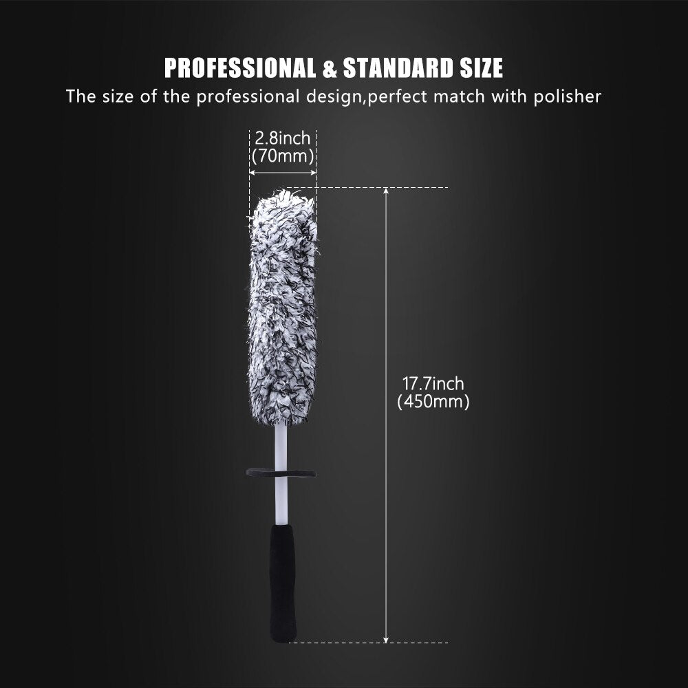 Suds Auto Salon Car Wheel Cleaning Tire Brush - Long Reach Microfiber Brush for Non-Scratch Detailing