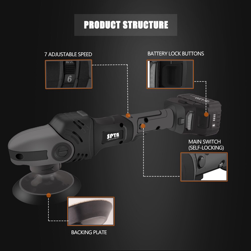 Cordless Rotation Polisher - 125mm Dual Battery Polishing Machine for Buffing & Waxing