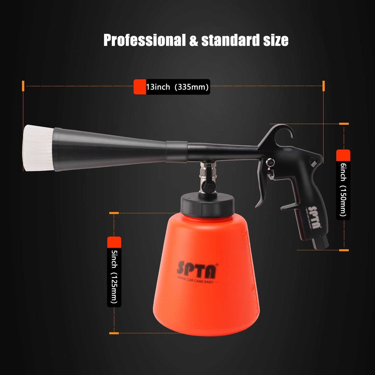 SPTA High-Pressure Car Washer Dry Cleaning Gun Bundle - Tornado Cleaning Tool with Microfiber Towels and Detailing Brushes