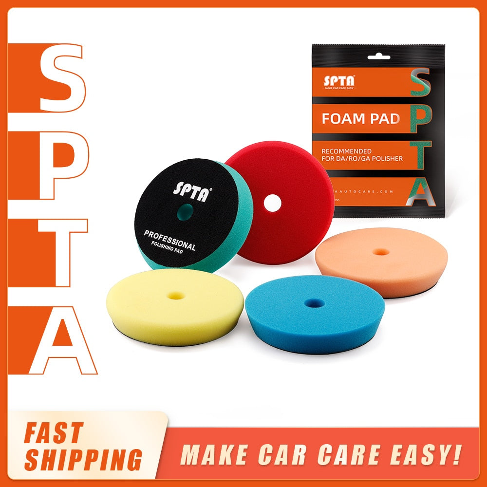 SPTA Car Buffing & Polishing Pads - 3", 5", & 6" Sizes with Hook & Loop - Scratch Removal and Waxing