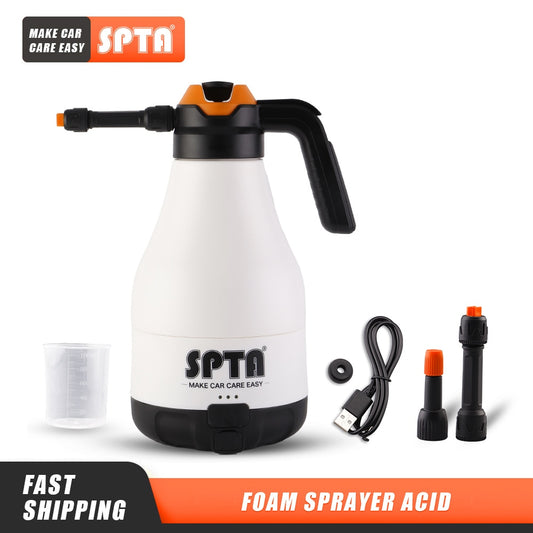 SPTA 1.8L Cordless Charging Car Sprayer - Foam Pressure Pot for Home & Vehicle Cleaning