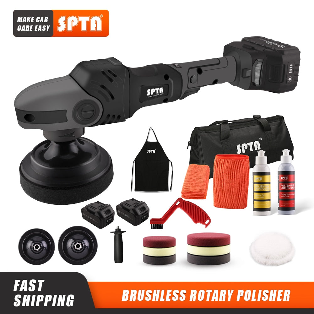 Cordless Rotation Polisher - 125mm Dual Battery Polishing Machine for Buffing & Waxing