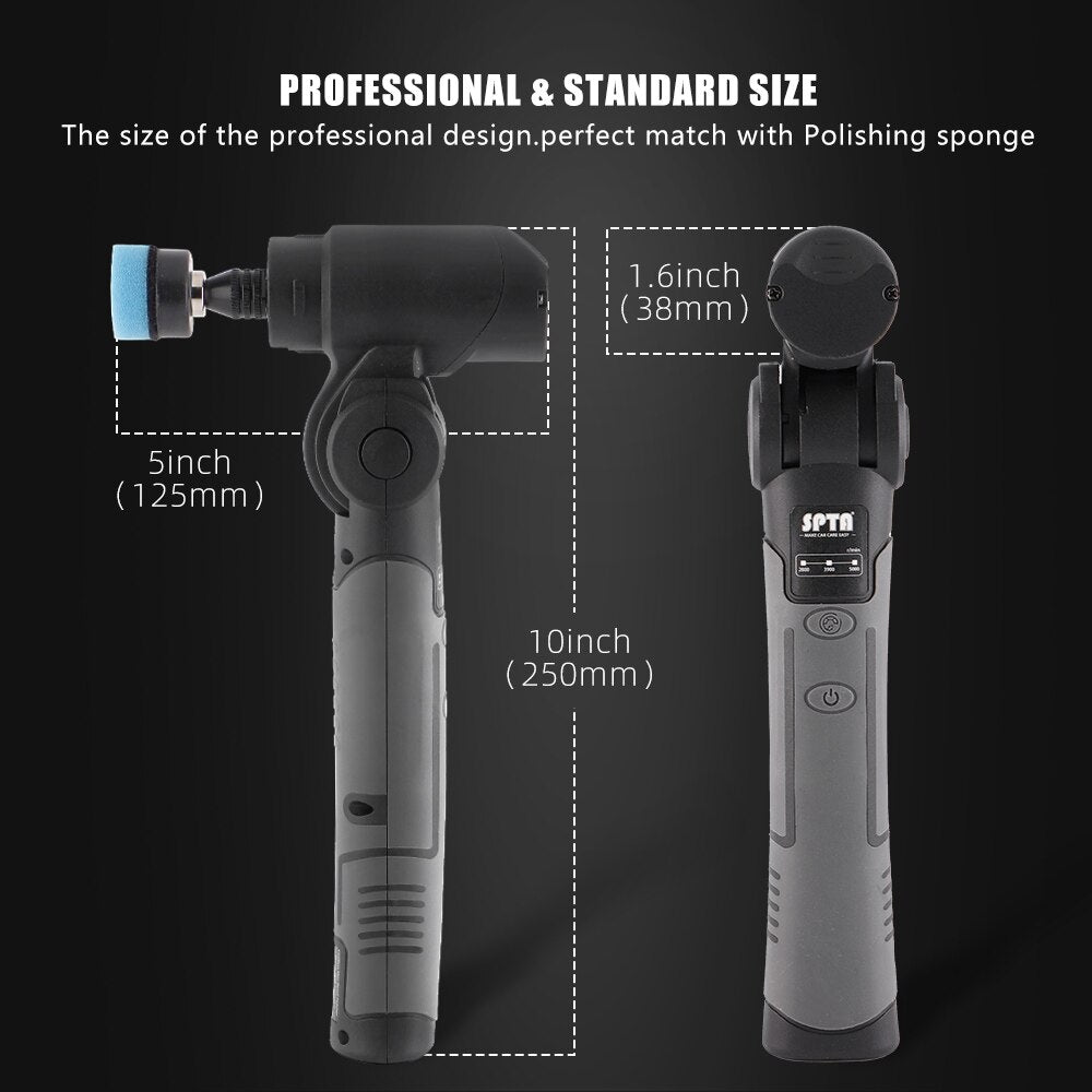 SPTA Cordless Mini Car Polisher - Portable Handheld Rechargeable Power Tool for Auto Detailing