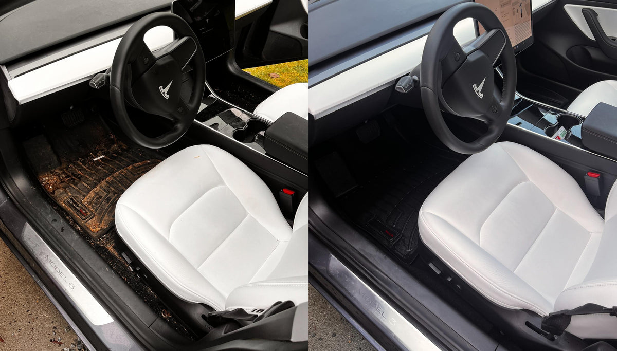 Before and after interior detail proof by Suds Auto Salon