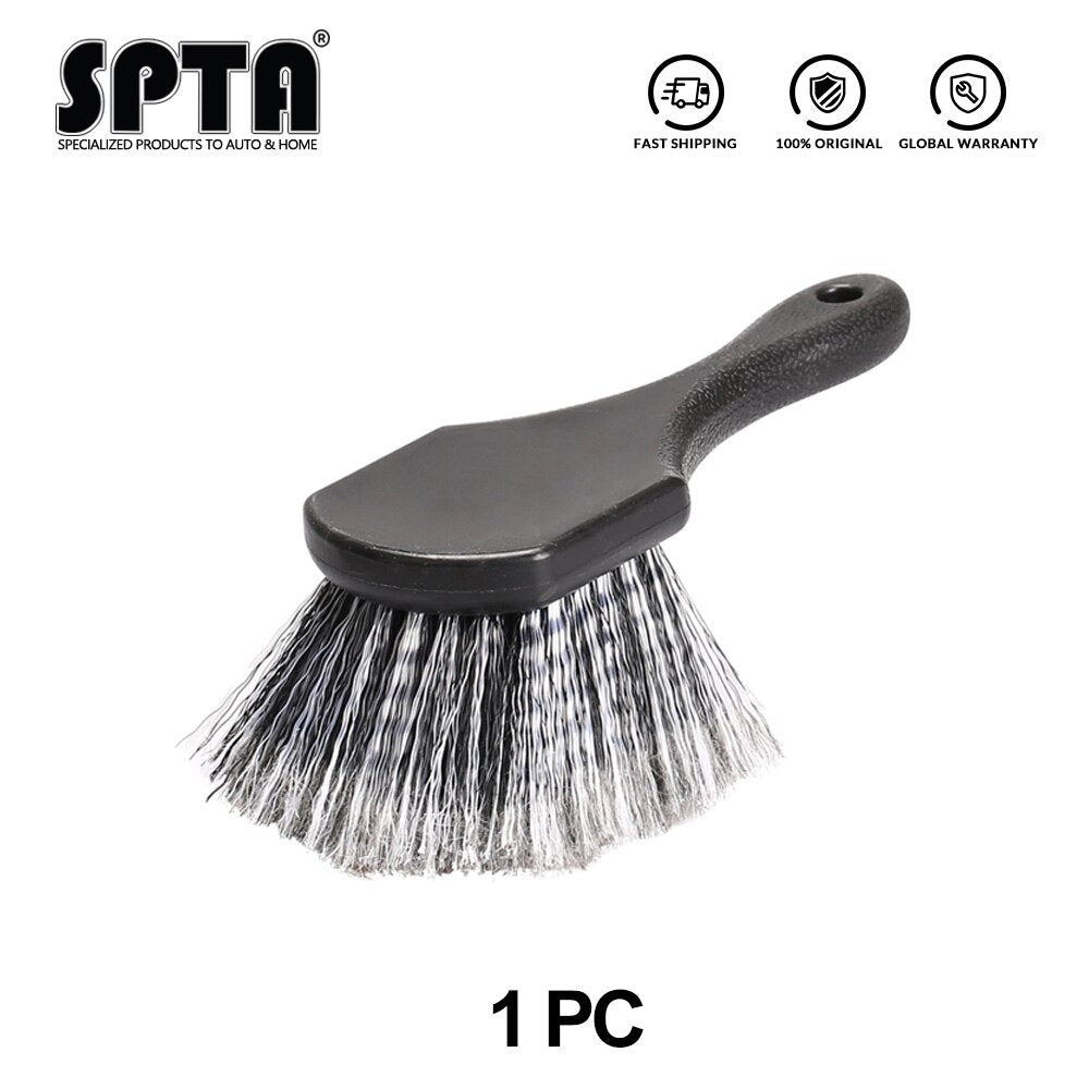 SPTA Car Beauty Hub Brush - Short Handle Tire & Rim Cleaning Tool with Hard Nylon Bristles