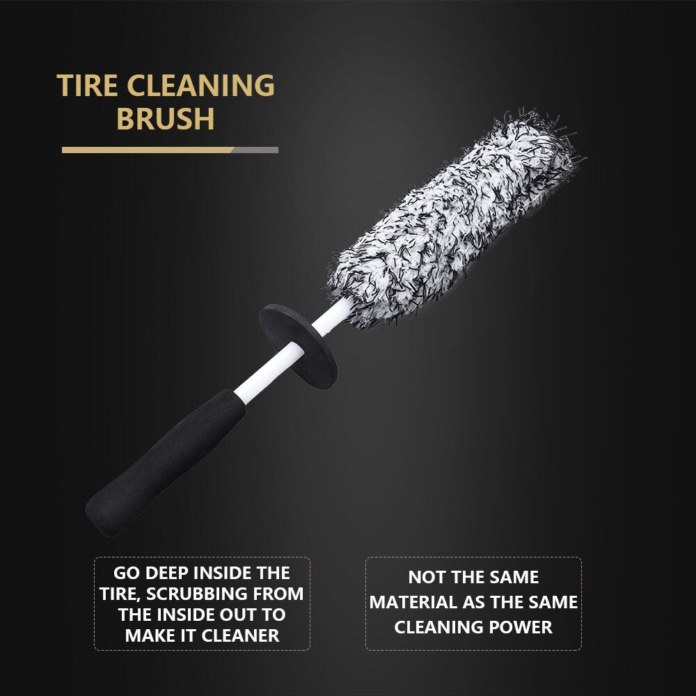 Suds Auto Salon Car Wheel Cleaning Tire Brush - Long Reach Microfiber Brush for Non-Scratch Detailing