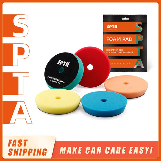 SPTA Car Buffing & Polishing Pads - 3", 5", & 6" Sizes with Hook & Loop - Scratch Removal and Waxing