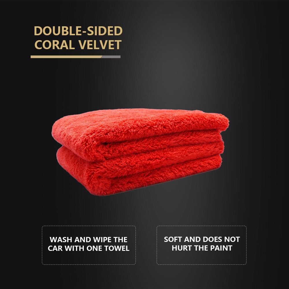 SPTA GSM500 Double-Sided Coral Towel - Extra Soft Car Wash Microfiber Towel for Interior Cleaning