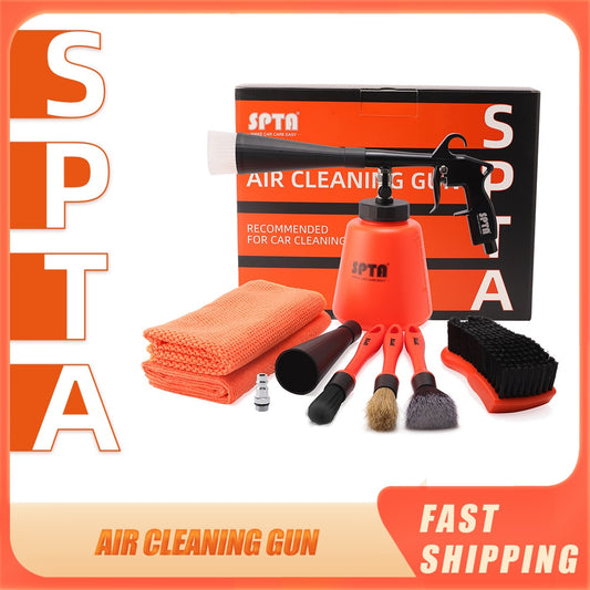 SPTA High-Pressure Car Washer Dry Cleaning Gun Bundle - Tornado Cleaning Tool with Microfiber Towels and Detailing Brushes