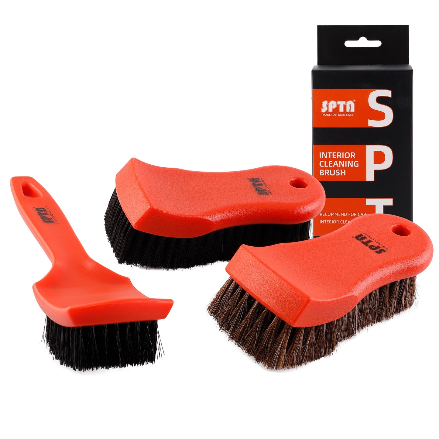 SPTA 3-Piece Car Detailing Brush Kit - Interior, Tire, Rim, and Wheel Hub Cleaning Brushes